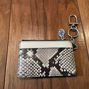 Tory Burch Snakeskin Card Holder in Black and White